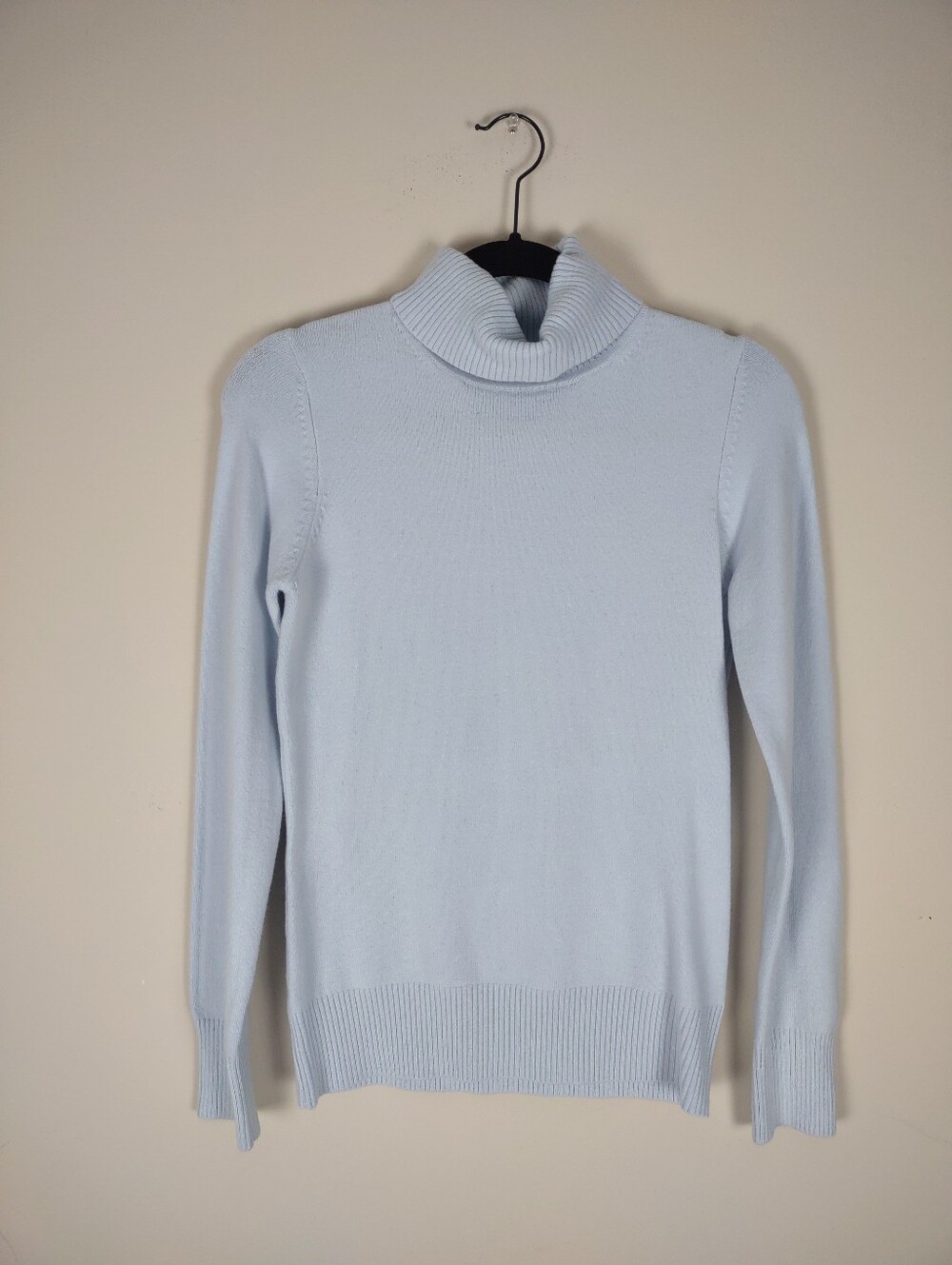French Connection Baby Blue Ribbed Turtleneck Sweater | Size Medium